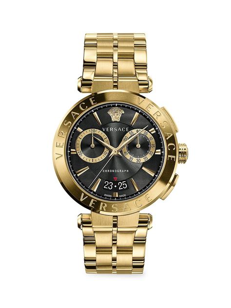 versace aion chronographic gold-tone men's watch|Versace Men's Watch Aion Chronograph 45mm Black VE1D02423.